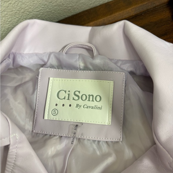 NWT Ci Sono by Cavallini Lavender Faux Leather Moto Jacket – Size Small - Picture 5 of 8